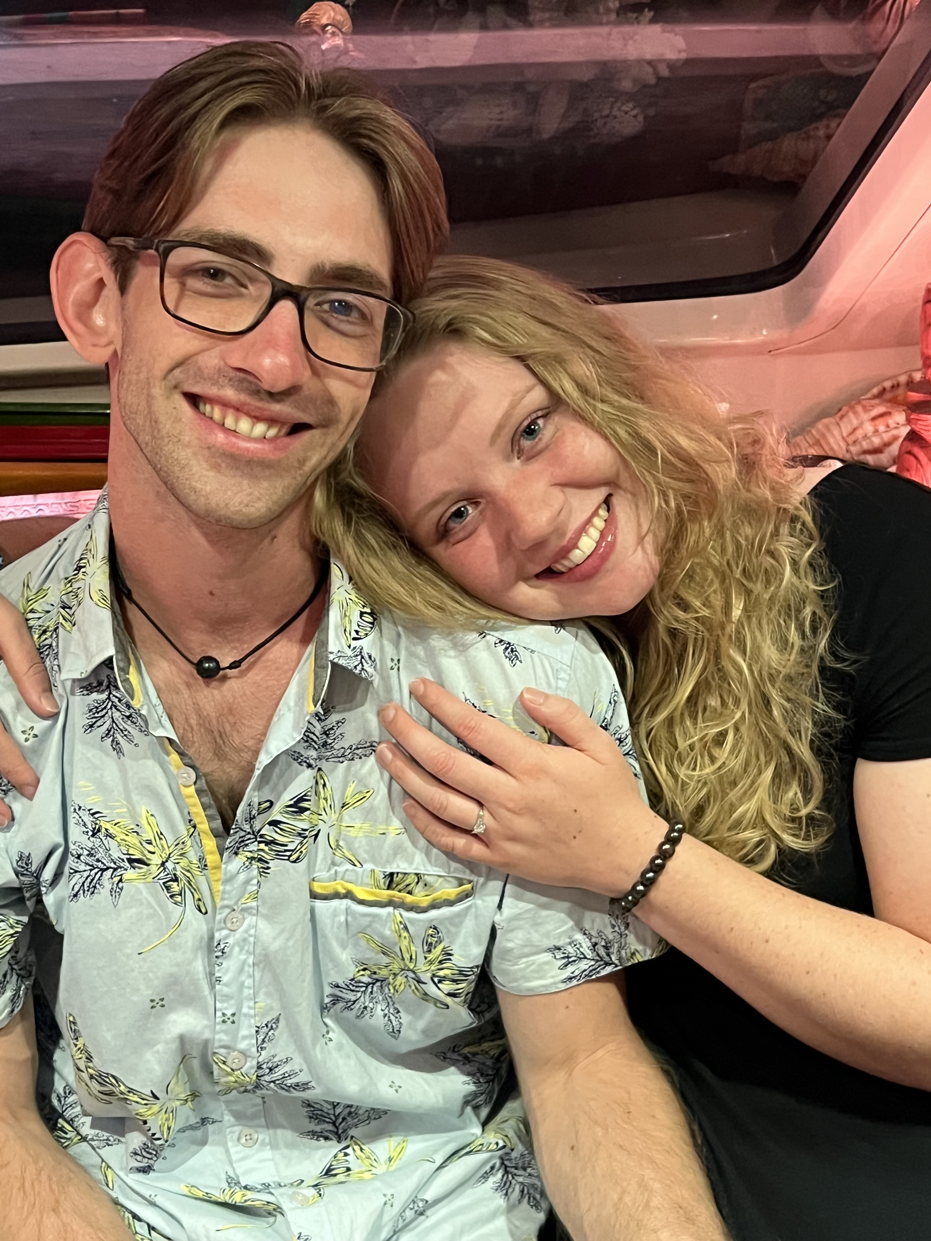 Jerome and Reese celebrating their engagement together